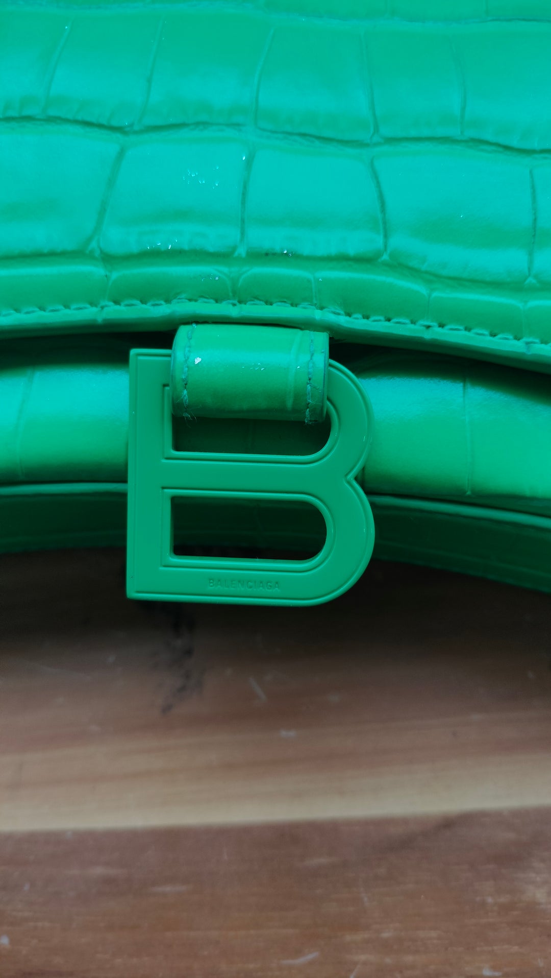 Balenciaga Hourglass Croc Embossed Chain Bag