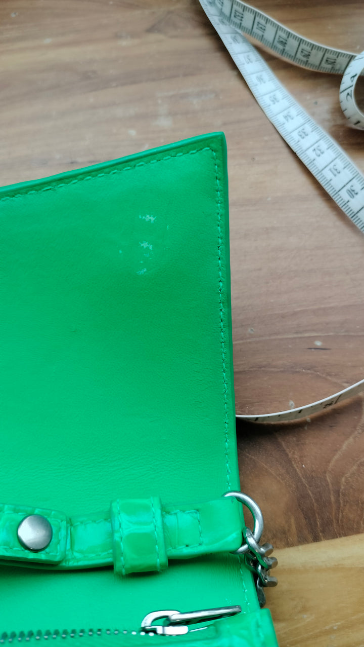 Balenciaga Hourglass Croc Embossed Chain Bag