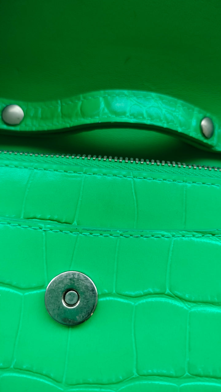 Balenciaga Hourglass Croc Embossed Chain Bag