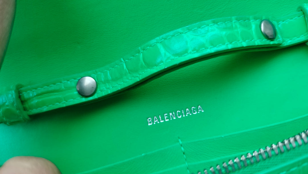Balenciaga Hourglass Croc Embossed Chain Bag