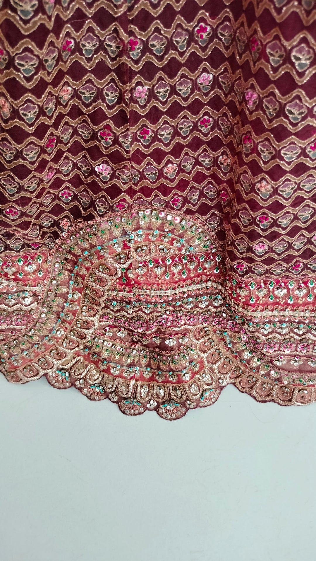 Tarun Tahiliani Maroon Embroidered Lehenga Set