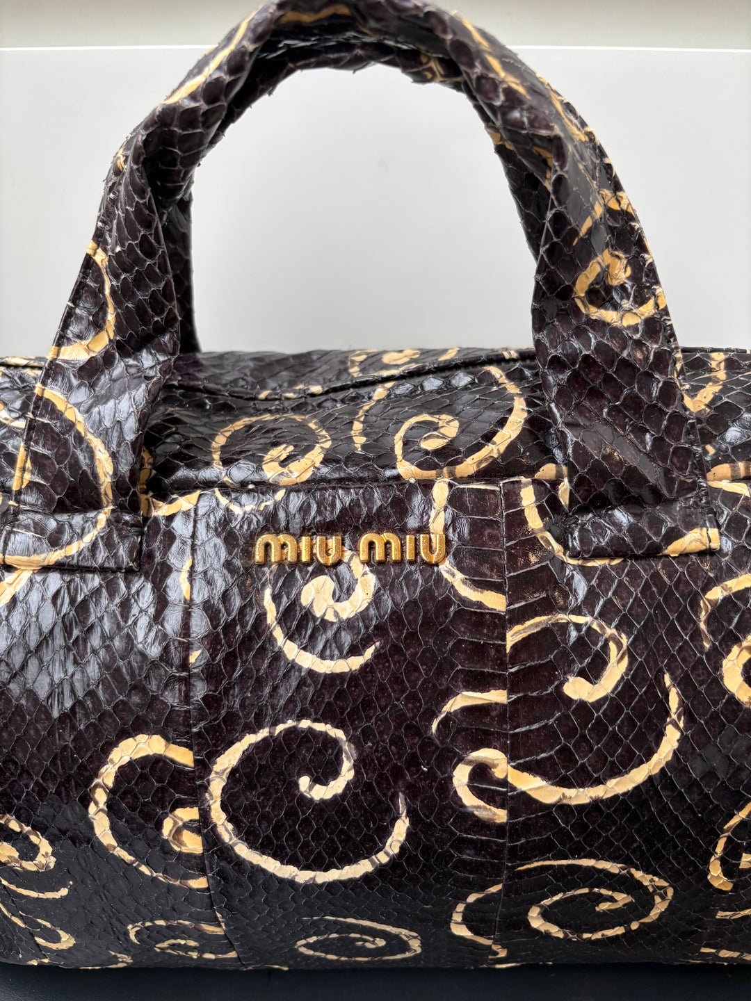 Miu Miu Python Leather Top Handle Bag