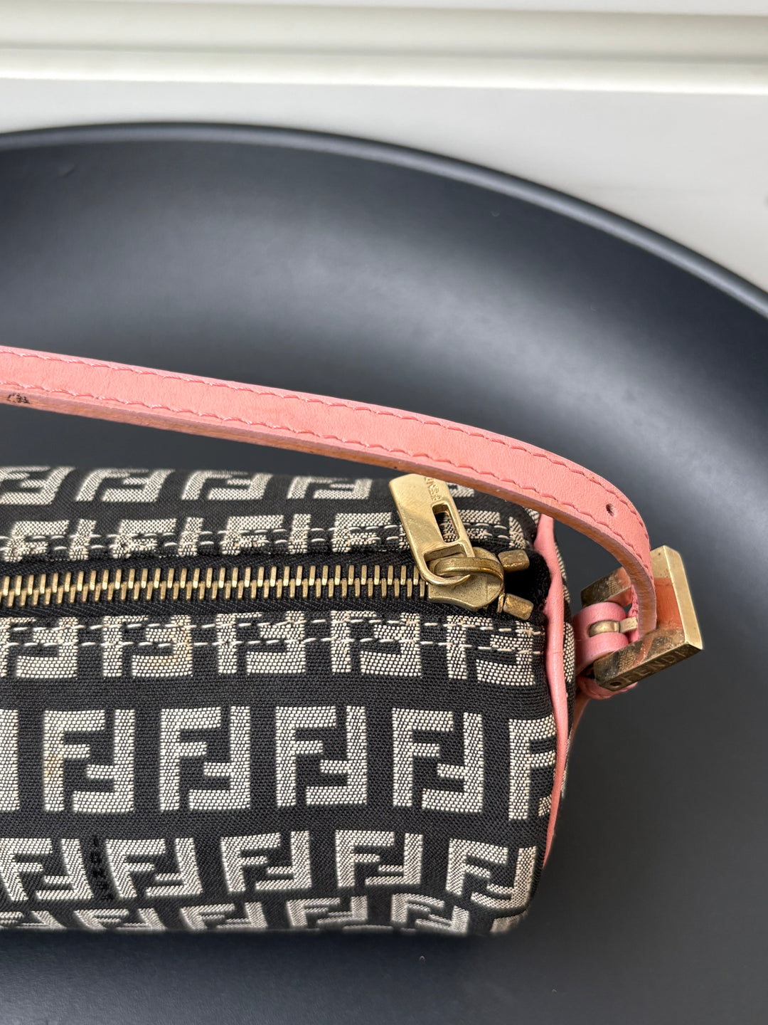 Fendi Zucchino Canvas Barrel Pochette