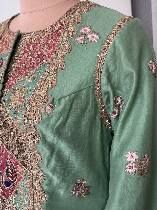 Rimple & Harpreet Green Embroidered Sharara Set