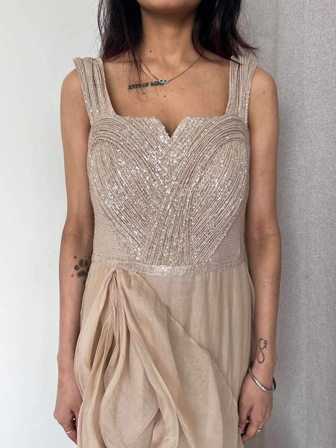 Gaurav Gupta Champagne Embellished Gown