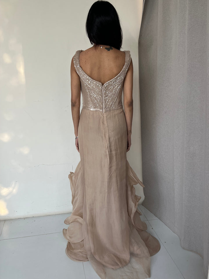 Gaurav Gupta Champagne Embellished Gown