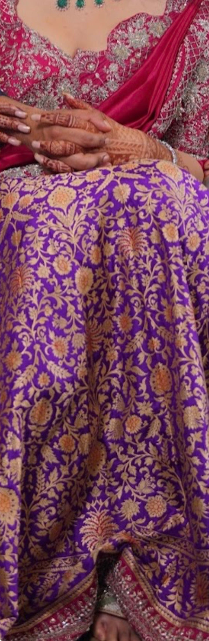 Purple Banarasi Embroidered Lehenga Set