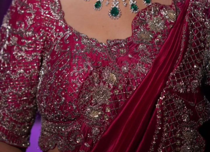 Purple Banarasi Embroidered Lehenga Set