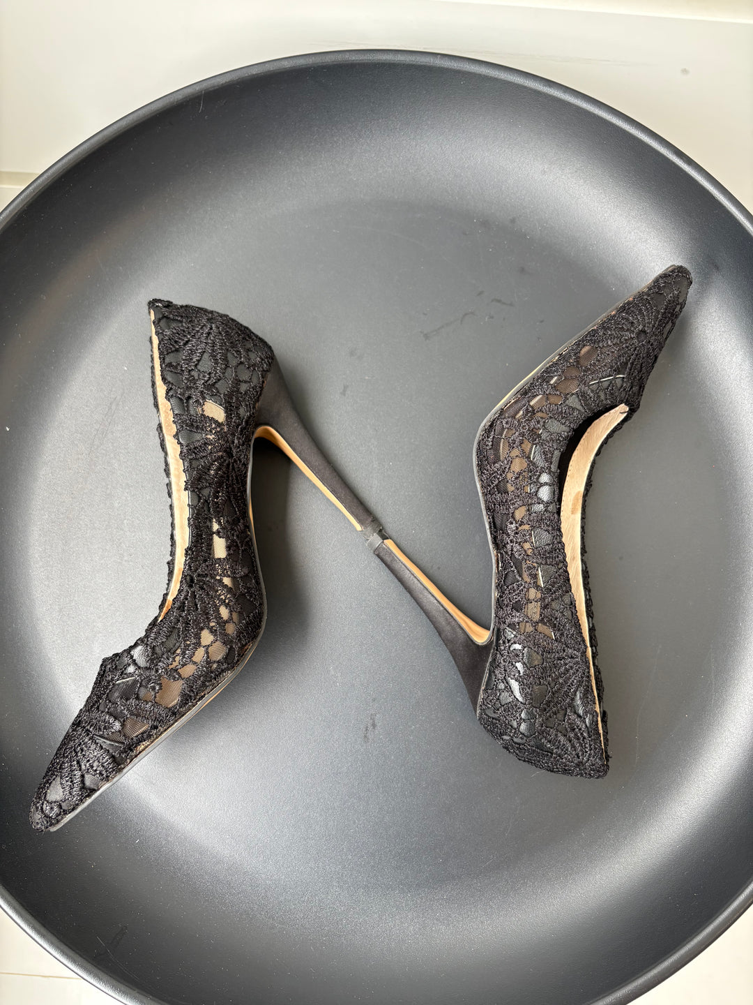 Valentino Garavani Black Lace Pointed-Toe Pumps Size 36