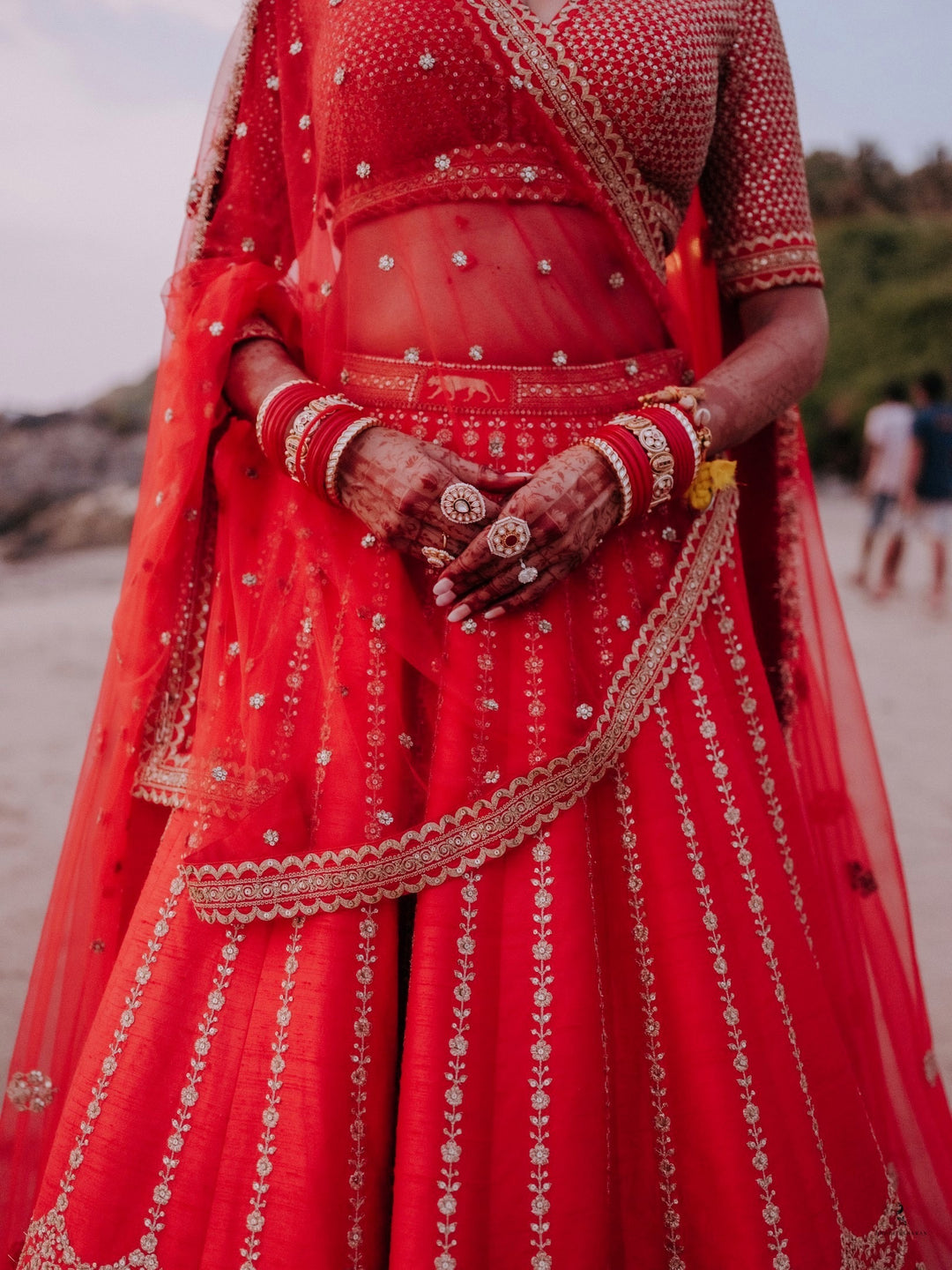 Sabyasachi Red & Gold Embroidered Bridal Lehenga Set