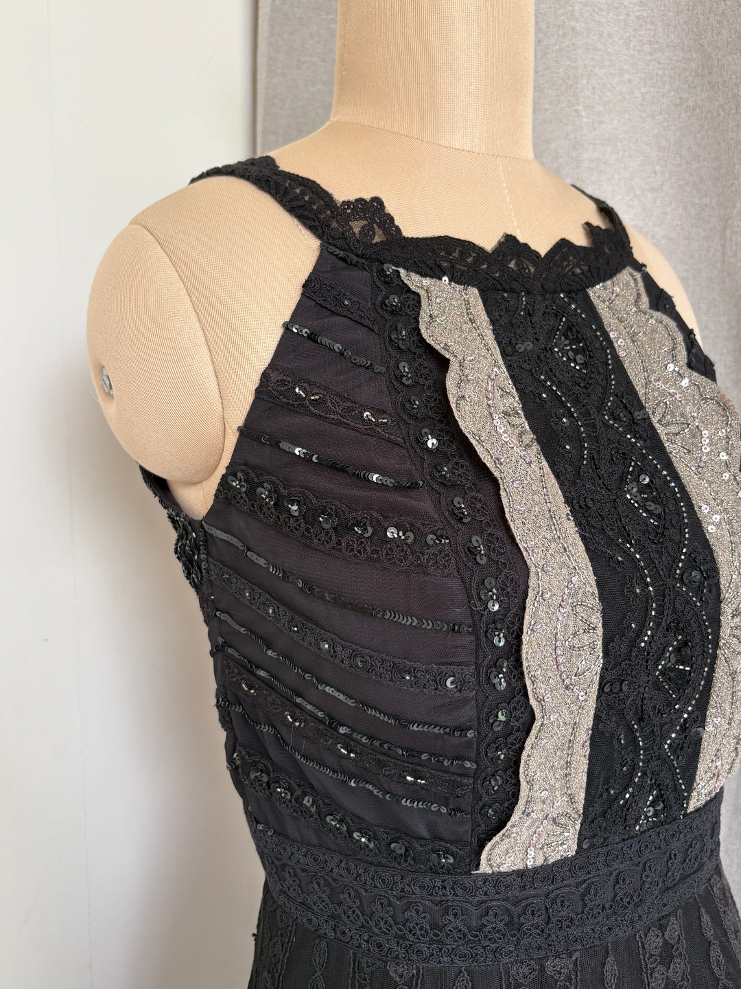 Jade By Monica & Karishma Black Embroidered Maxi Dress