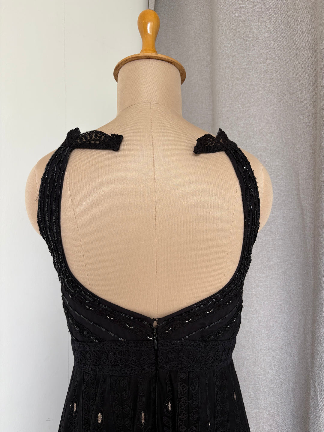 Jade By Monica & Karishma Black Embroidered Maxi Dress