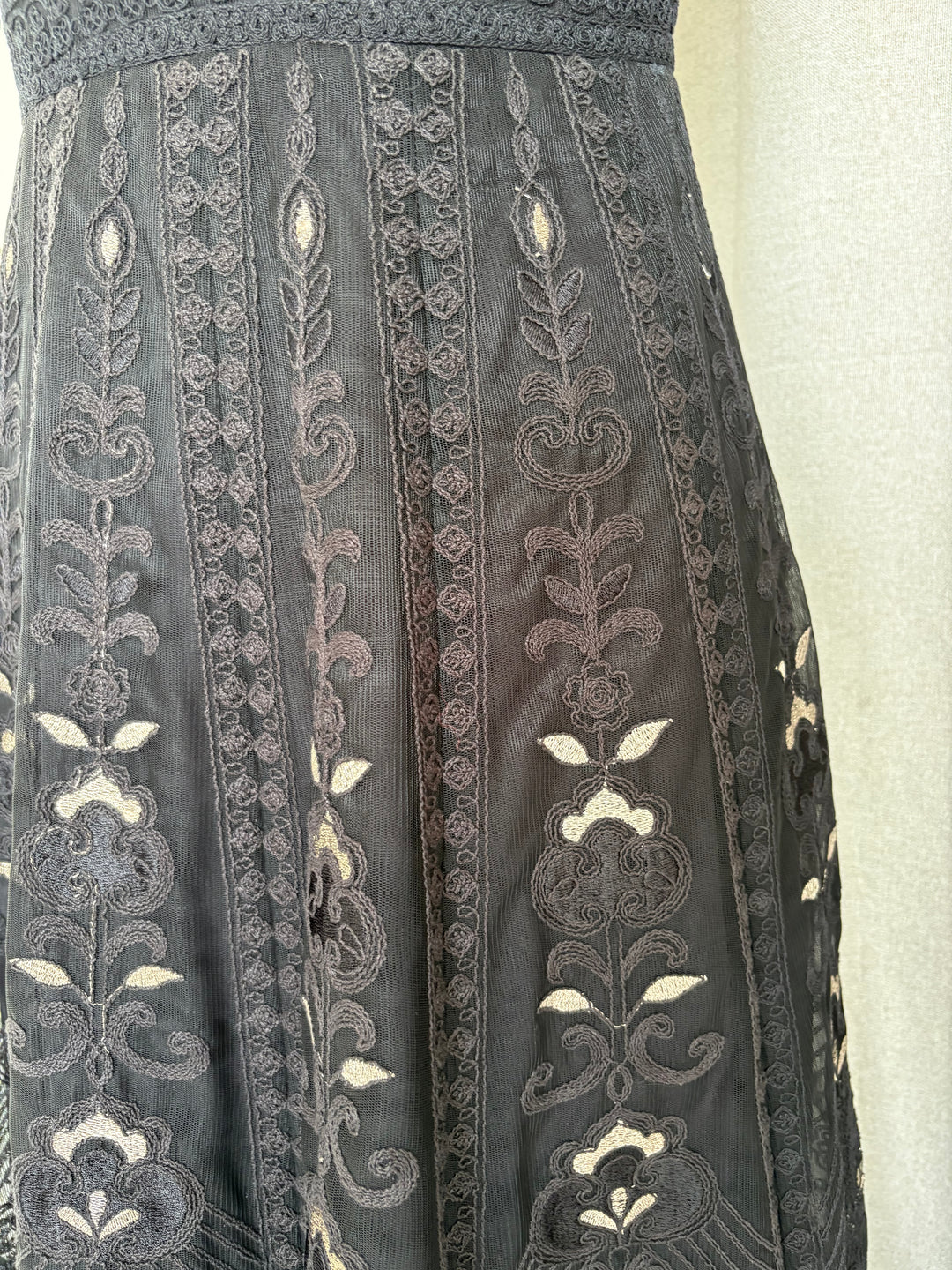 Jade By Monica & Karishma Black Embroidered Maxi Dress