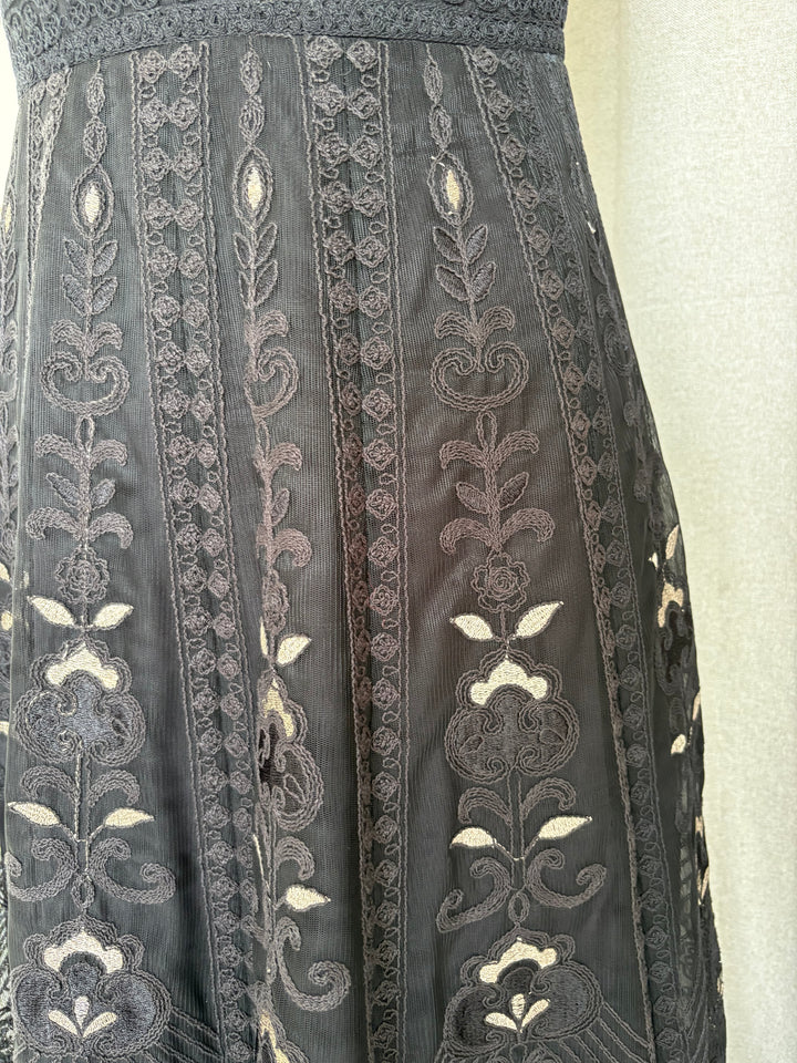 Jade By Monica & Karishma Black Embroidered Maxi Dress