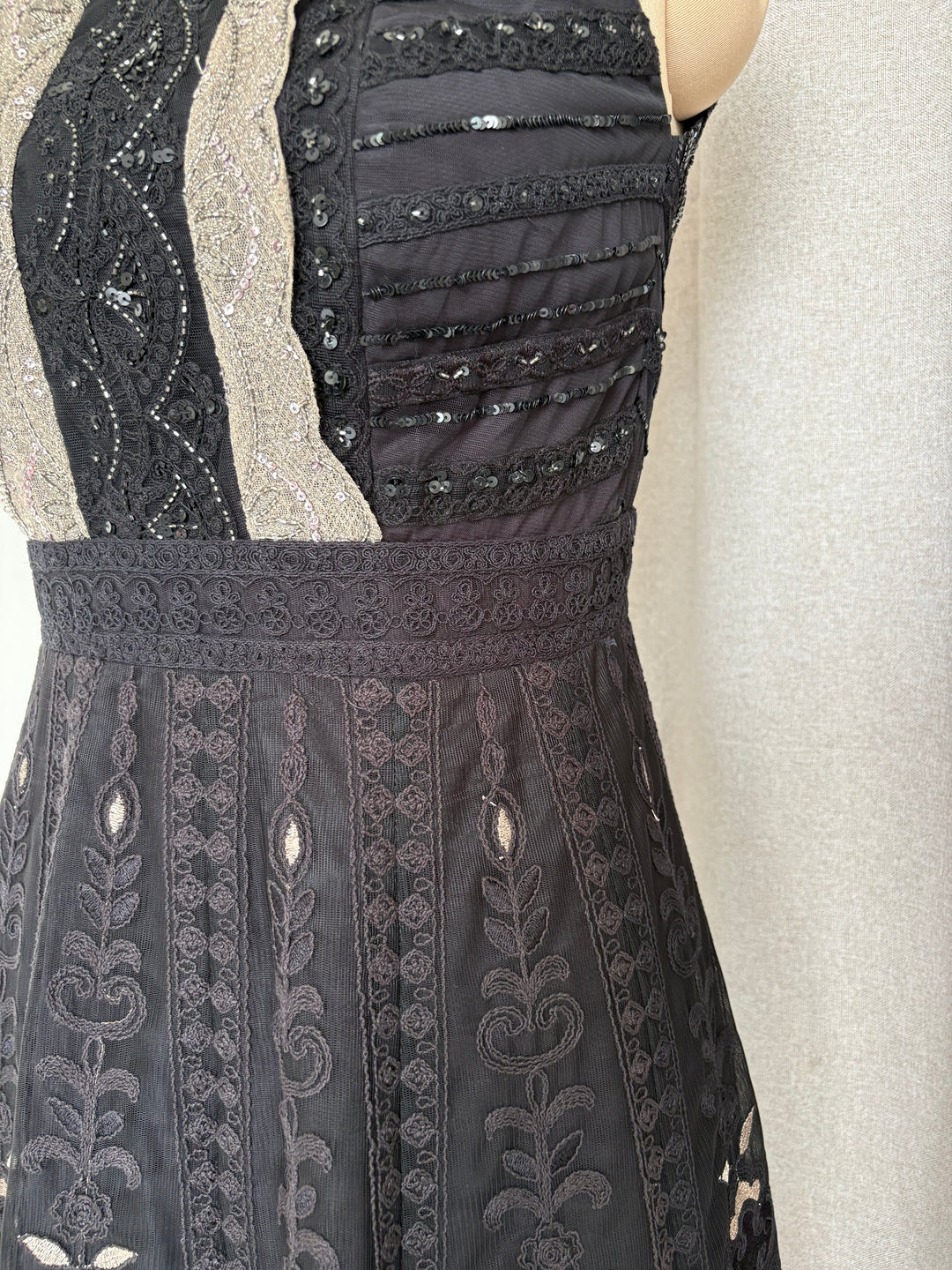 Jade By Monica & Karishma Black Embroidered Maxi Dress