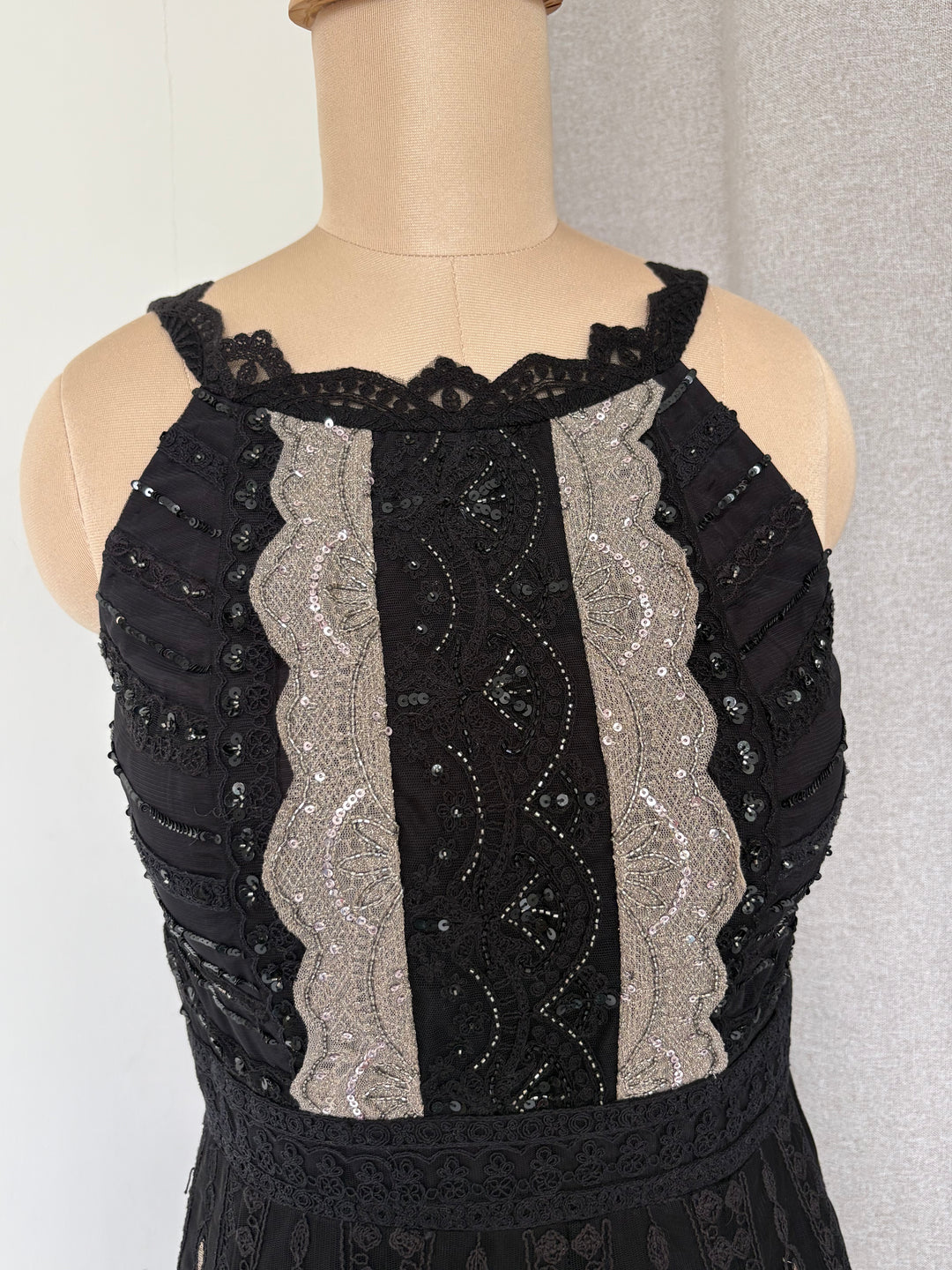 Jade By Monica & Karishma Black Embroidered Maxi Dress