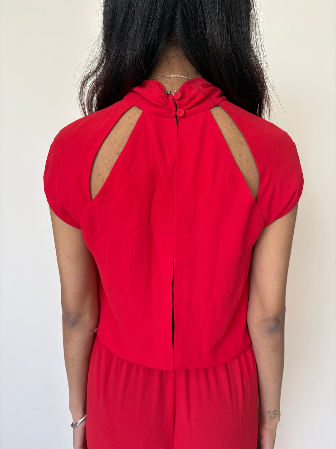 BCBG MAXAZRIA Red Cut-Out Neck Jumpsuit