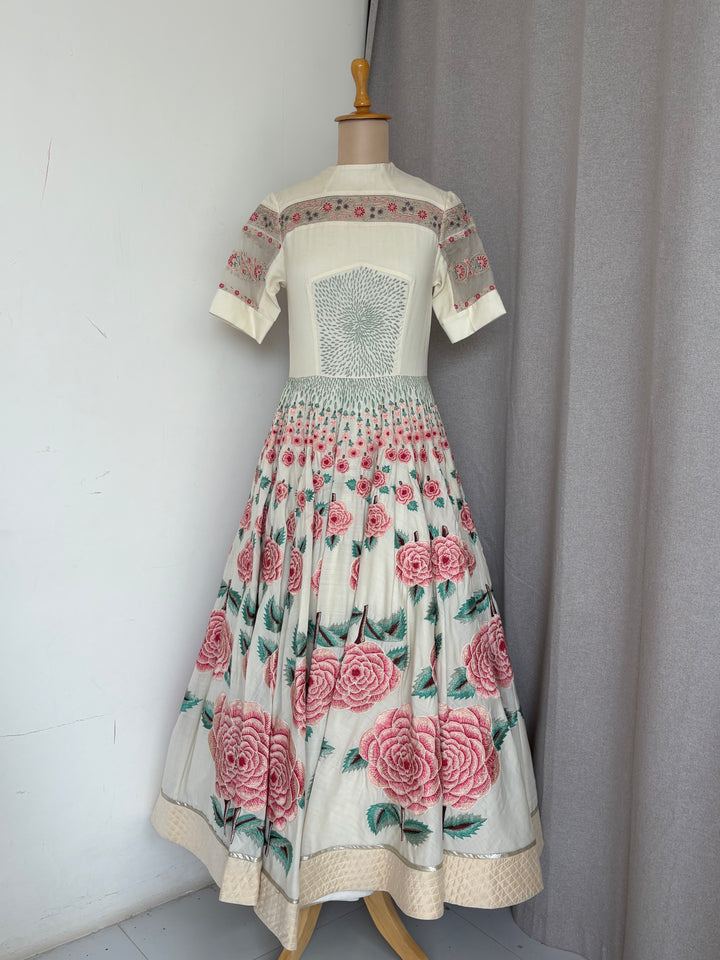 Rahul Mishra Ivory Floral Embroidered Dress