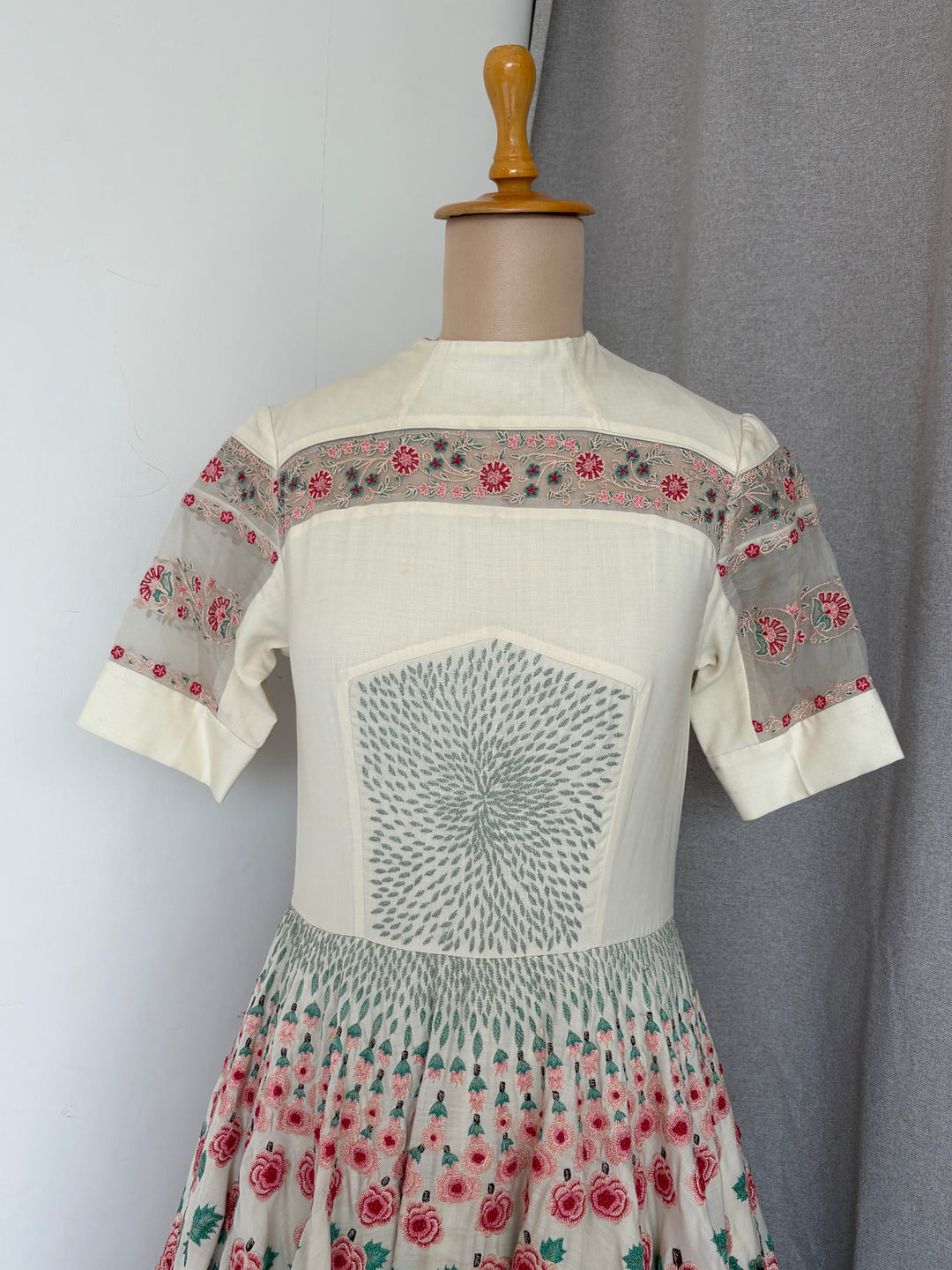 Rahul Mishra Ivory Floral Embroidered Dress