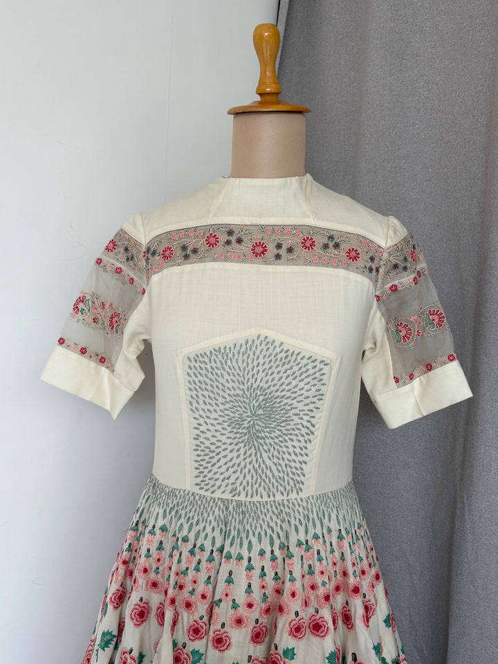 Rahul Mishra Ivory Floral Embroidered Dress