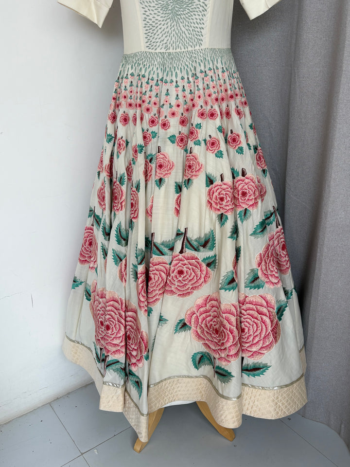 Rahul Mishra Ivory Floral Embroidered Dress