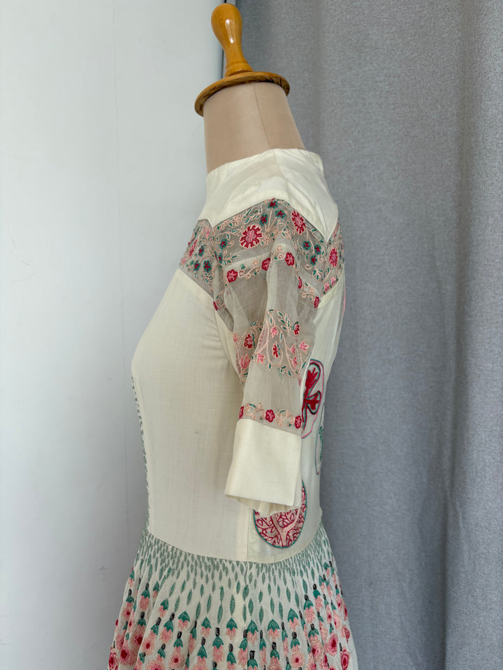 Rahul Mishra Ivory Floral Embroidered Dress
