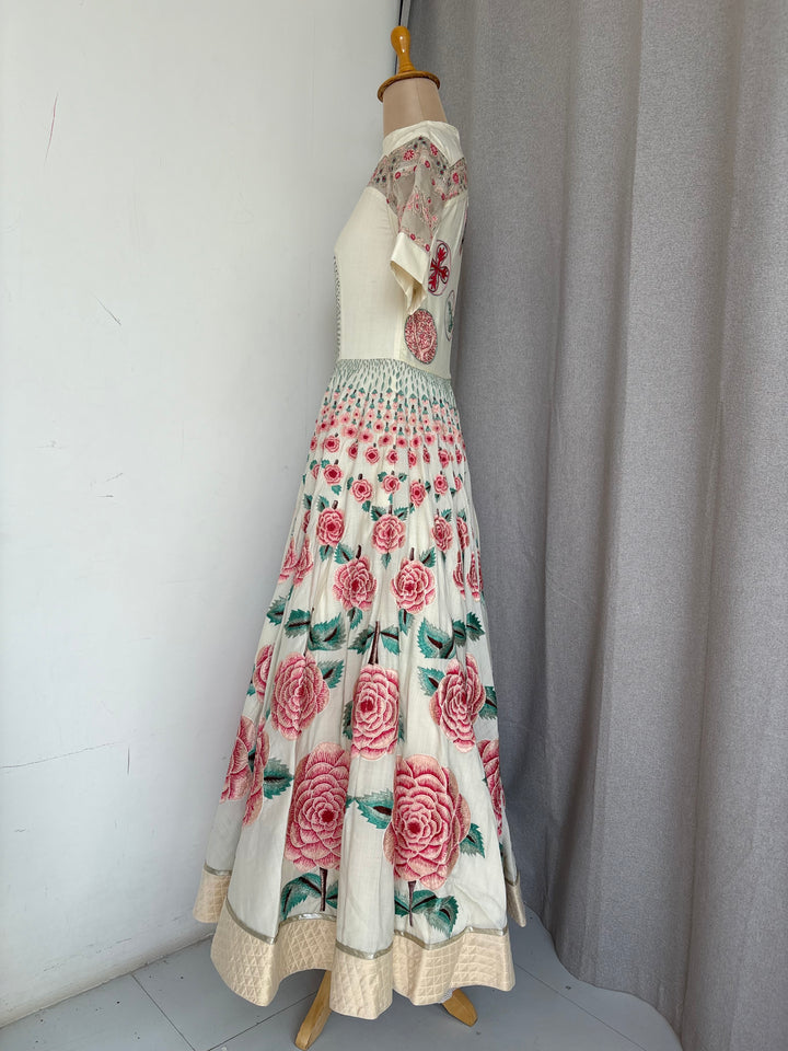 Rahul Mishra Ivory Floral Embroidered Dress