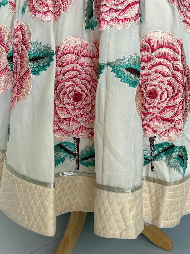 Rahul Mishra Ivory Floral Embroidered Dress
