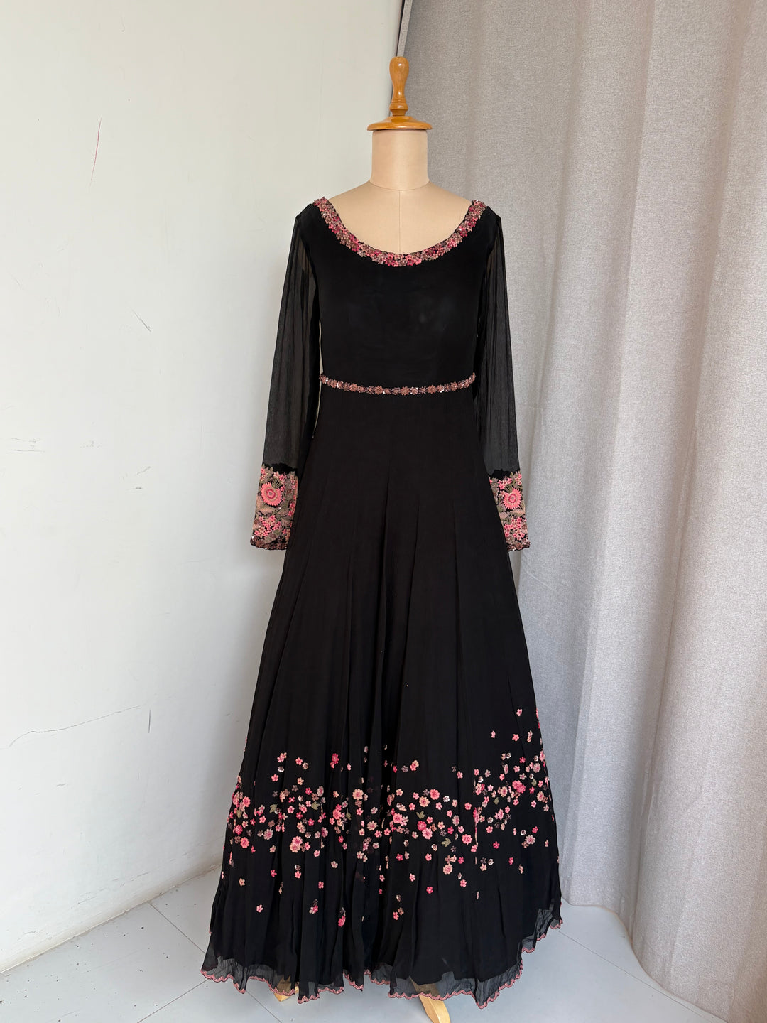 Dolly J Black Embroidered Gown