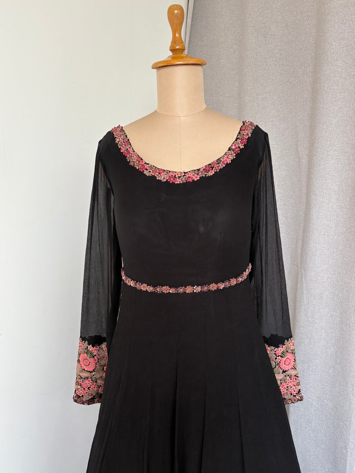Dolly J Black Embroidered Gown