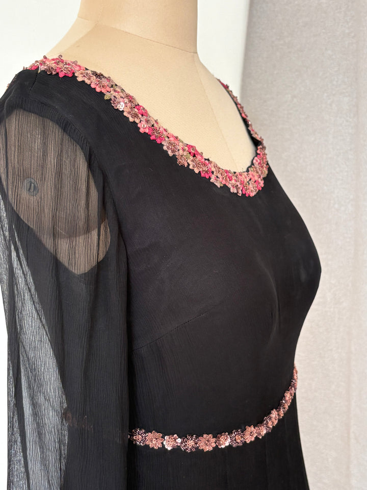 Dolly J Black Embroidered Gown