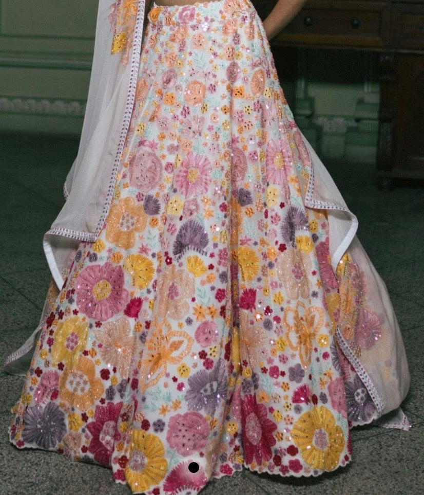 Mishru Floral Embroidered Lehenga Set