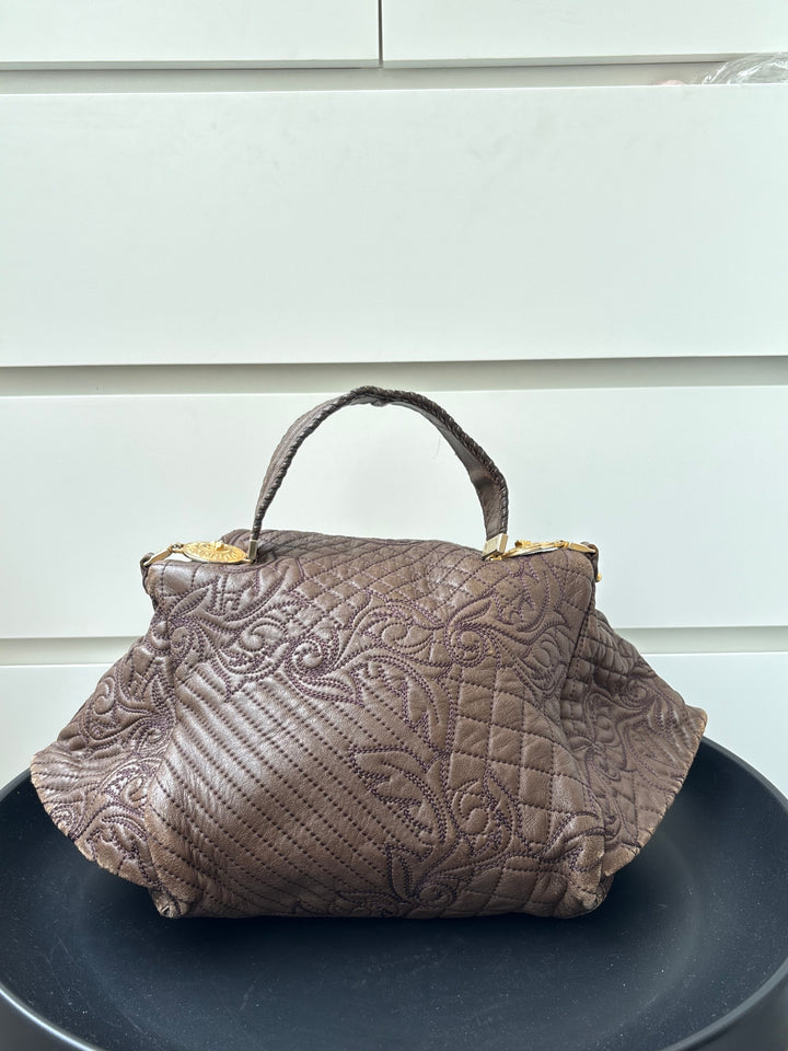 Versace Quilted Leather Embroidered Barocco Shoulder Bag