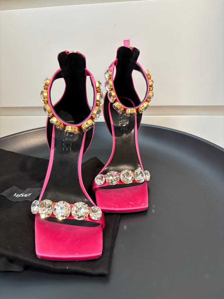 Versace Crystal-Embellished Fuchsia Heels Size 36