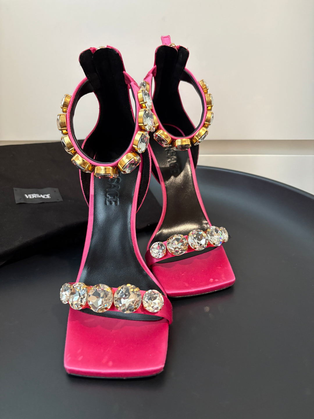 Versace Crystal-Embellished Fuchsia Heels Size 36