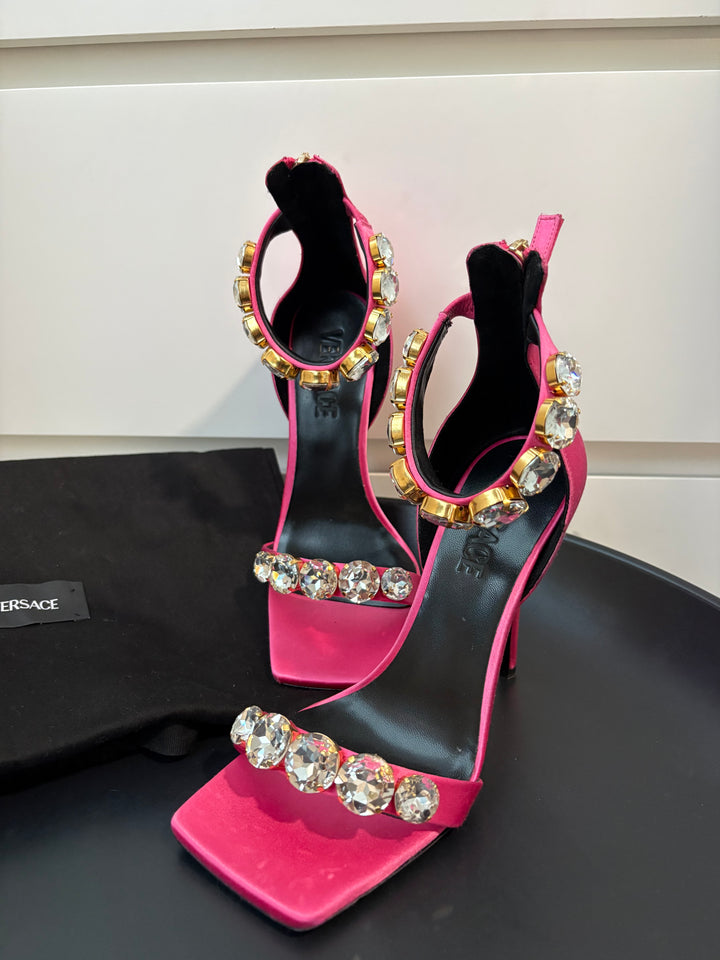 Versace Crystal-Embellished Fuchsia Heels Size 36