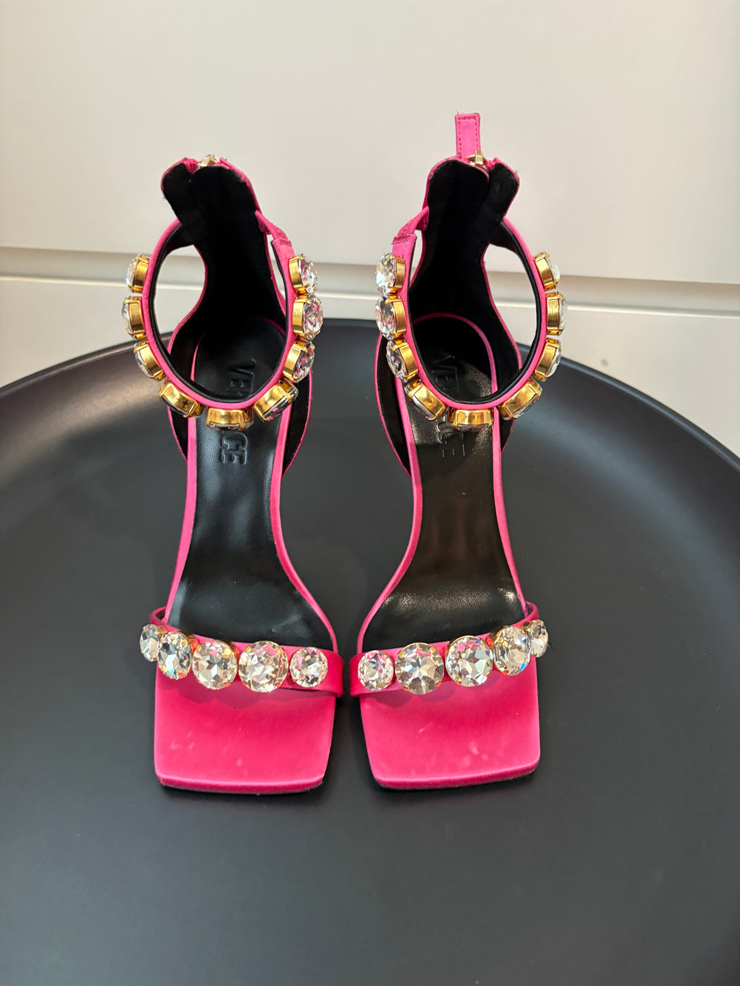 Versace Crystal-Embellished Fuchsia Heels Size 36
