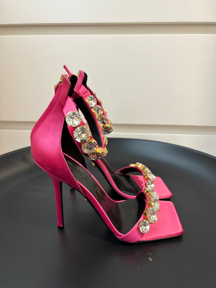 Versace Crystal-Embellished Fuchsia Heels Size 36