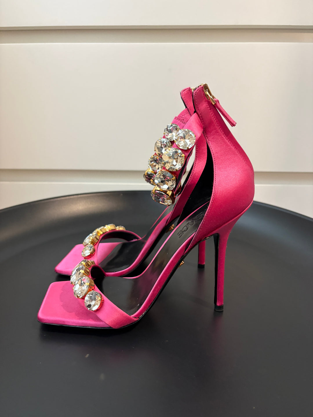 Versace Crystal-Embellished Fuchsia Heels Size 36