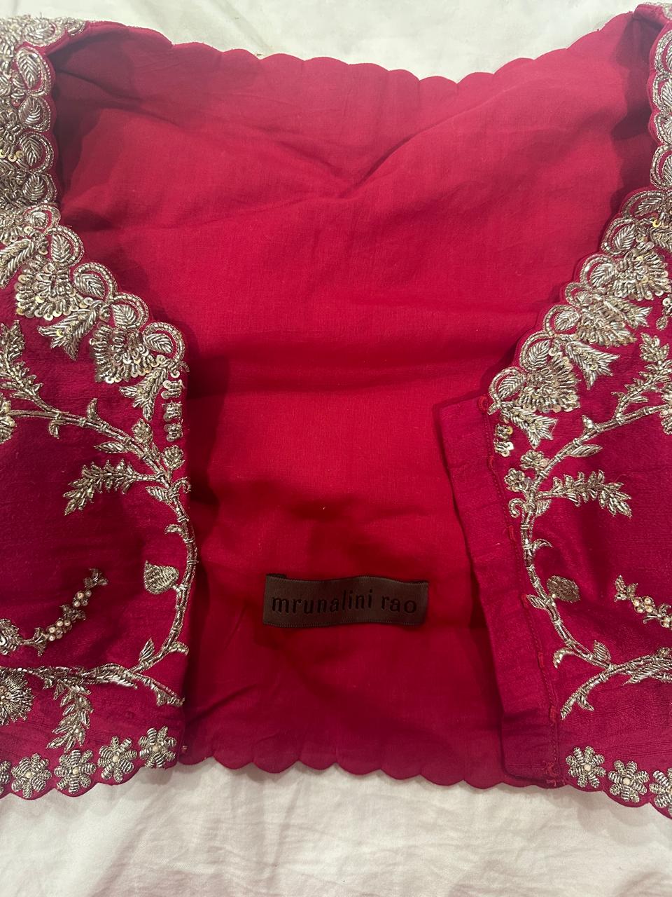 Mrunalini Rao Red Raw Silk Embroidered Lehenga Set