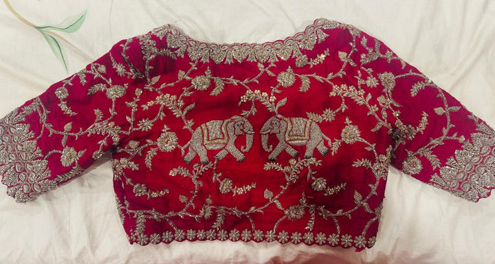 Mrunalini Rao Red Raw Silk Embroidered Lehenga Set