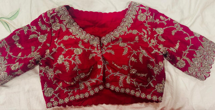 Mrunalini Rao Red Raw Silk Embroidered Lehenga Set