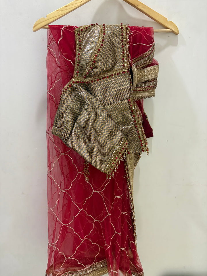 Tarun Tahiliani Red & Gold Embroidered Lehenga Set