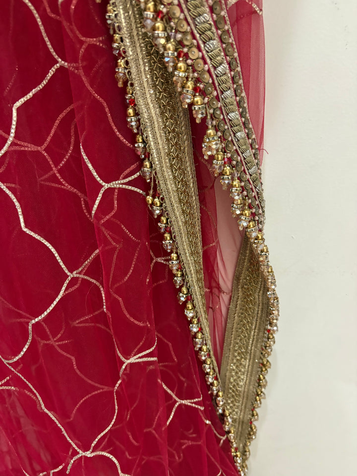 Tarun Tahiliani Red & Gold Embroidered Lehenga Set