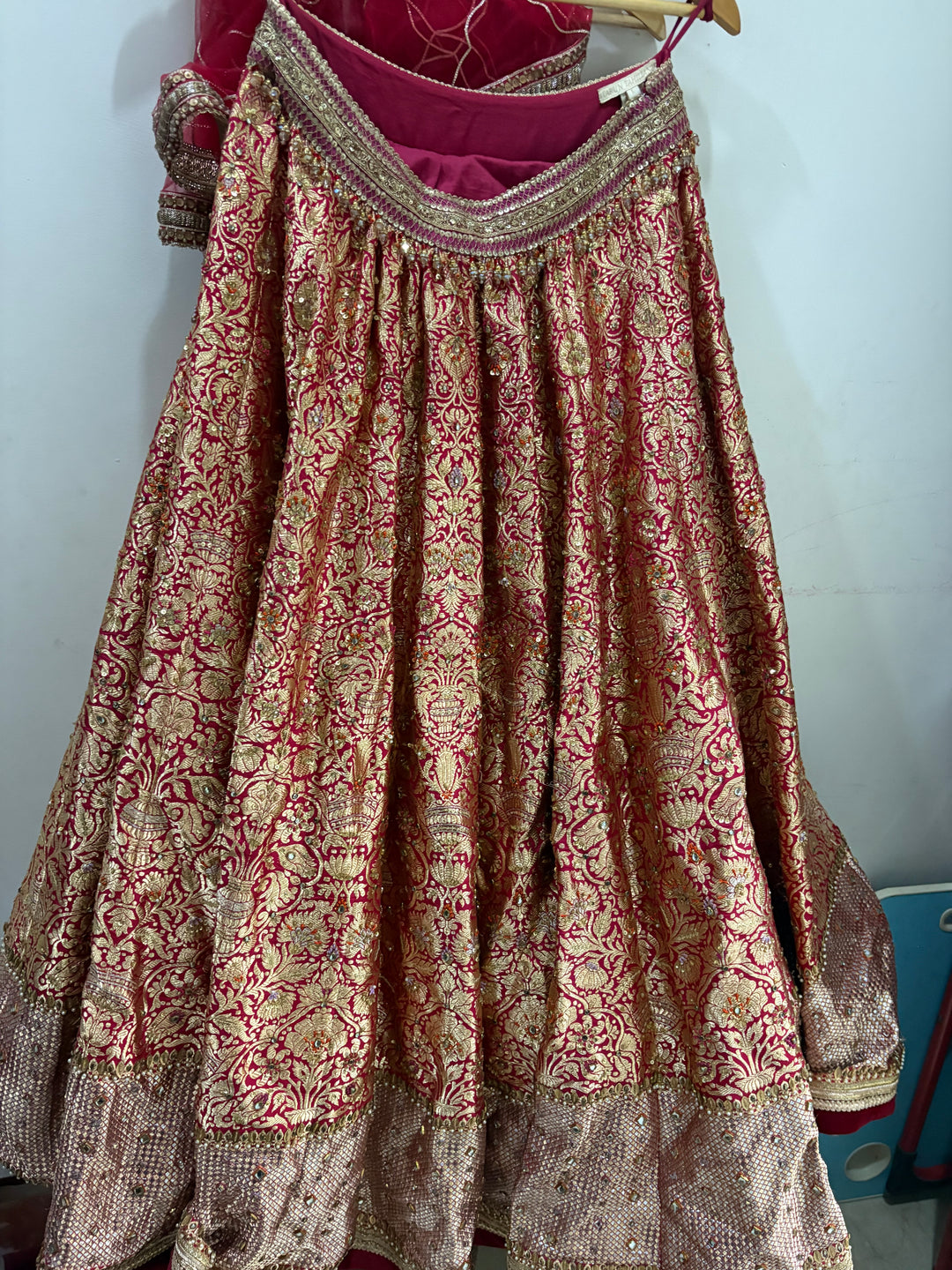 Tarun Tahiliani Red & Gold Embroidered Lehenga Set