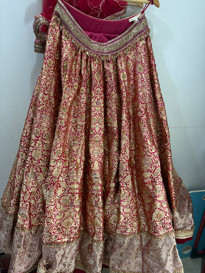 Tarun Tahiliani Red & Gold Embroidered Lehenga Set