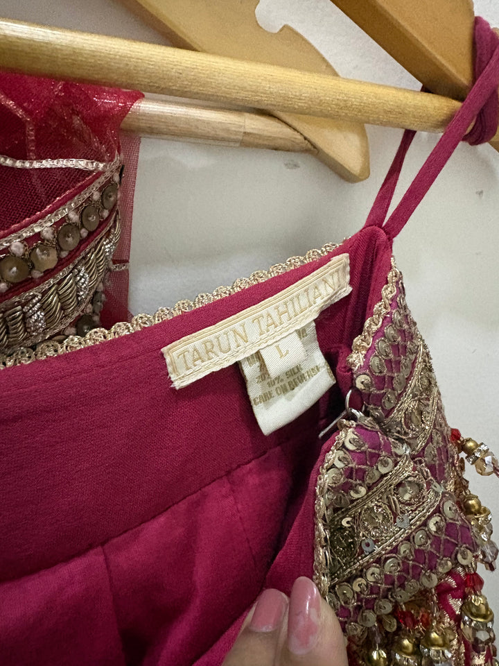 Tarun Tahiliani Red & Gold Embroidered Lehenga Set