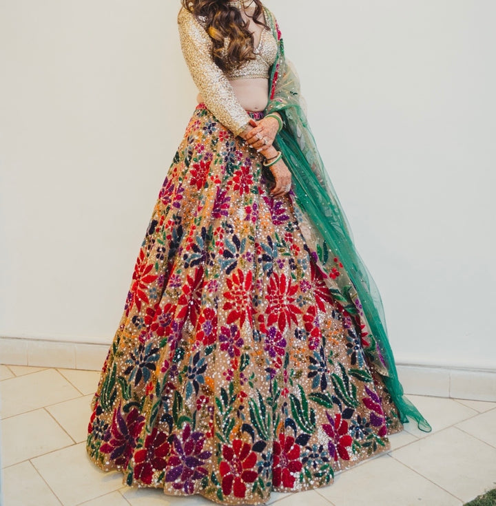 Seema Gujral Multicolour Floral Embellished Lehenga Set