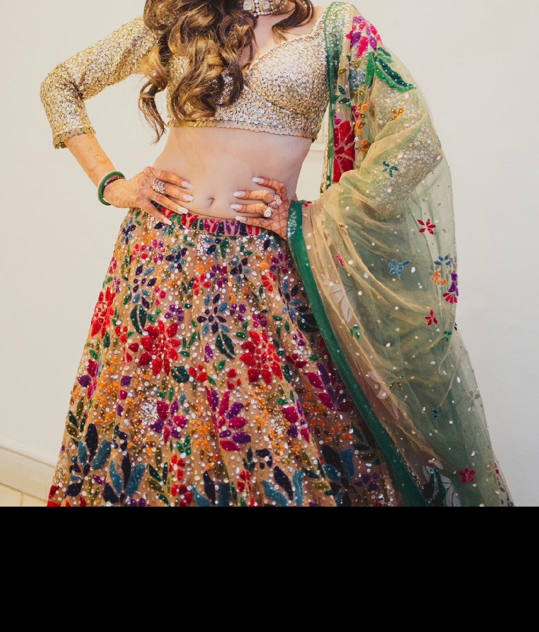 Seema Gujral Multicolour Floral Embellished Lehenga Set