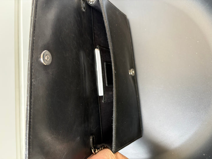 Dior Black Quilted Cannage Patent Leather Lady Dior Chain Clutch